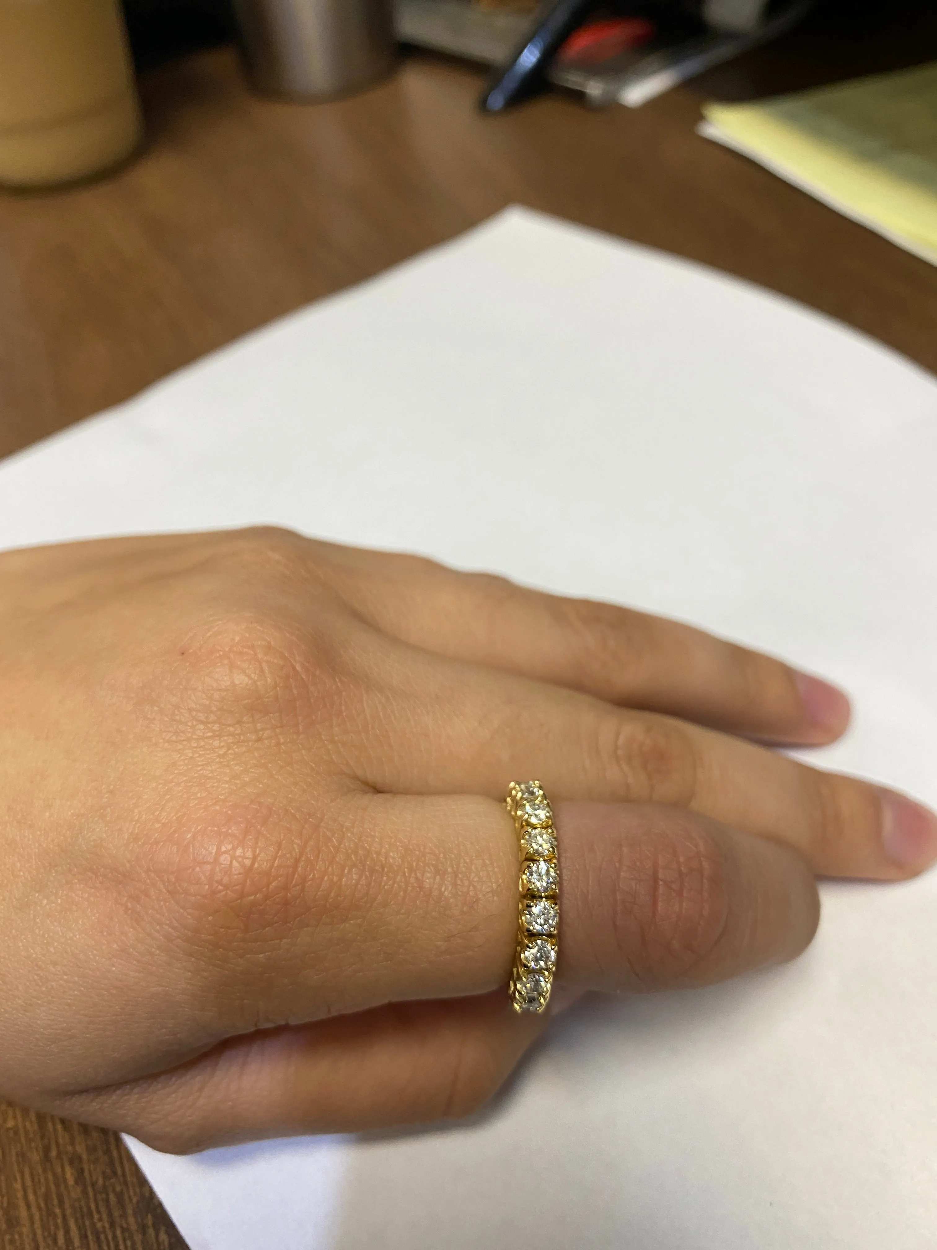 2.00 Ct Natural Round Cut Eternity Stretchable Diamond Ring Band 14K Yellow Gold
