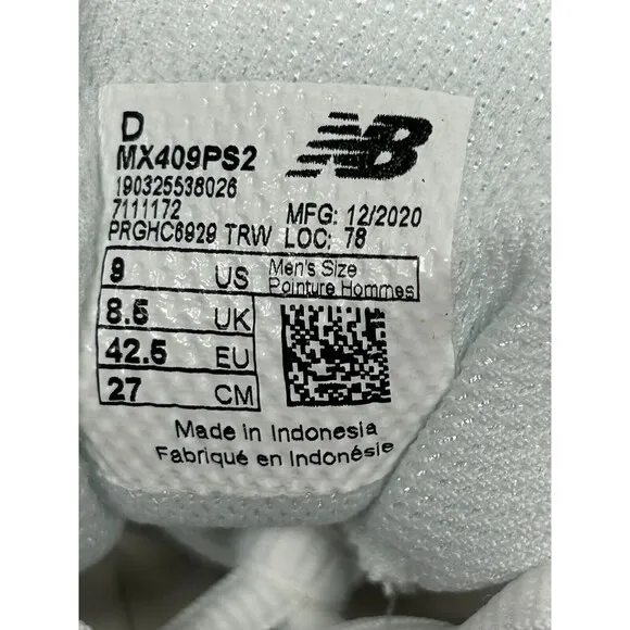2019 New Balance 409 White Mens Athletic Sneakers Size 9 Medium D Wide NOS