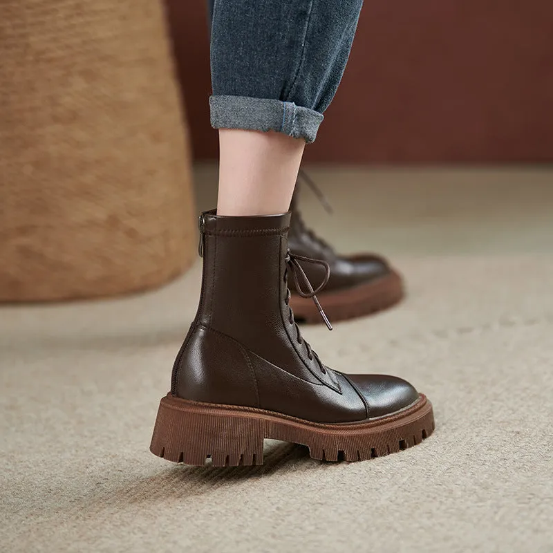 2025  Handsome British style thin platform locomotive Martin boots women's short boots autumn and winter ins versatile