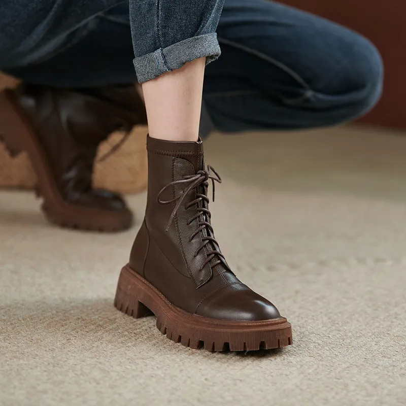2025  Handsome British style thin platform locomotive Martin boots women's short boots autumn and winter ins versatile