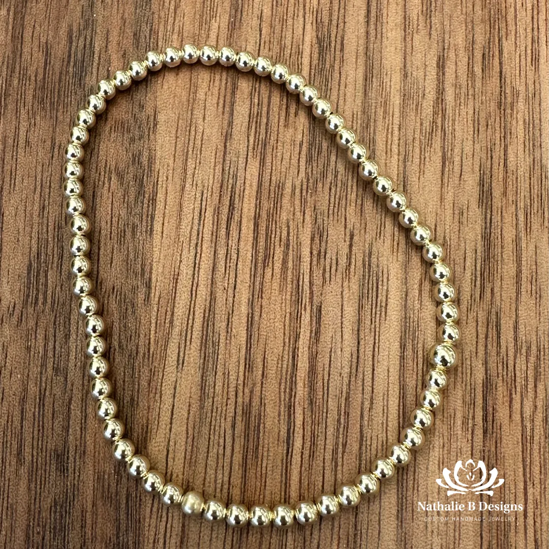 3MM - 14K Gold Filled Beaded Stretch Bracelets