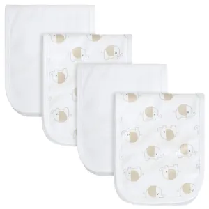 4-Pack Baby Neutral Elephant Burp Cloths