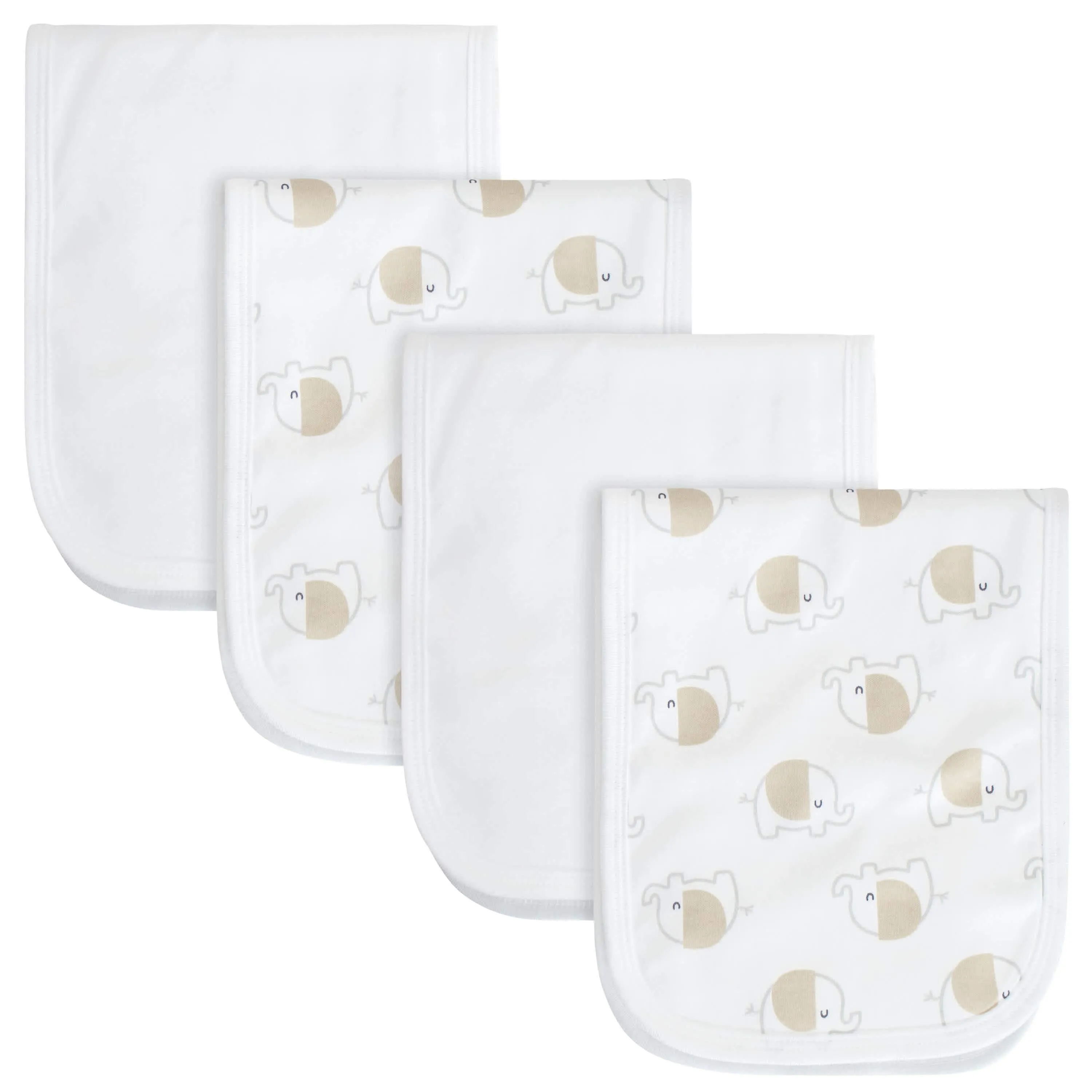 4-Pack Baby Neutral Elephant Burp Cloths