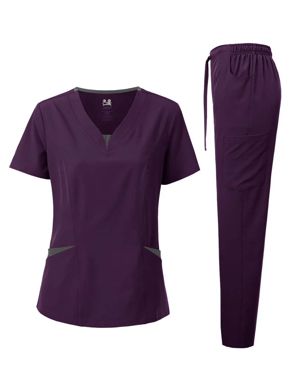 4-Way Stretch Split V-Neck Scrub Sets [FS2204]