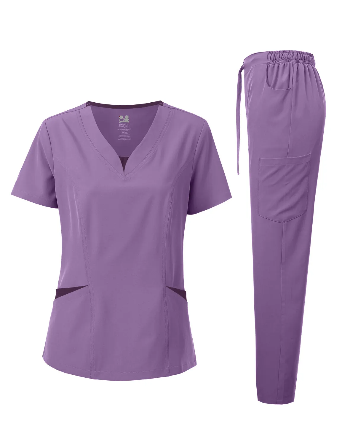 4-Way Stretch Split V-Neck Scrub Sets [FS2204]