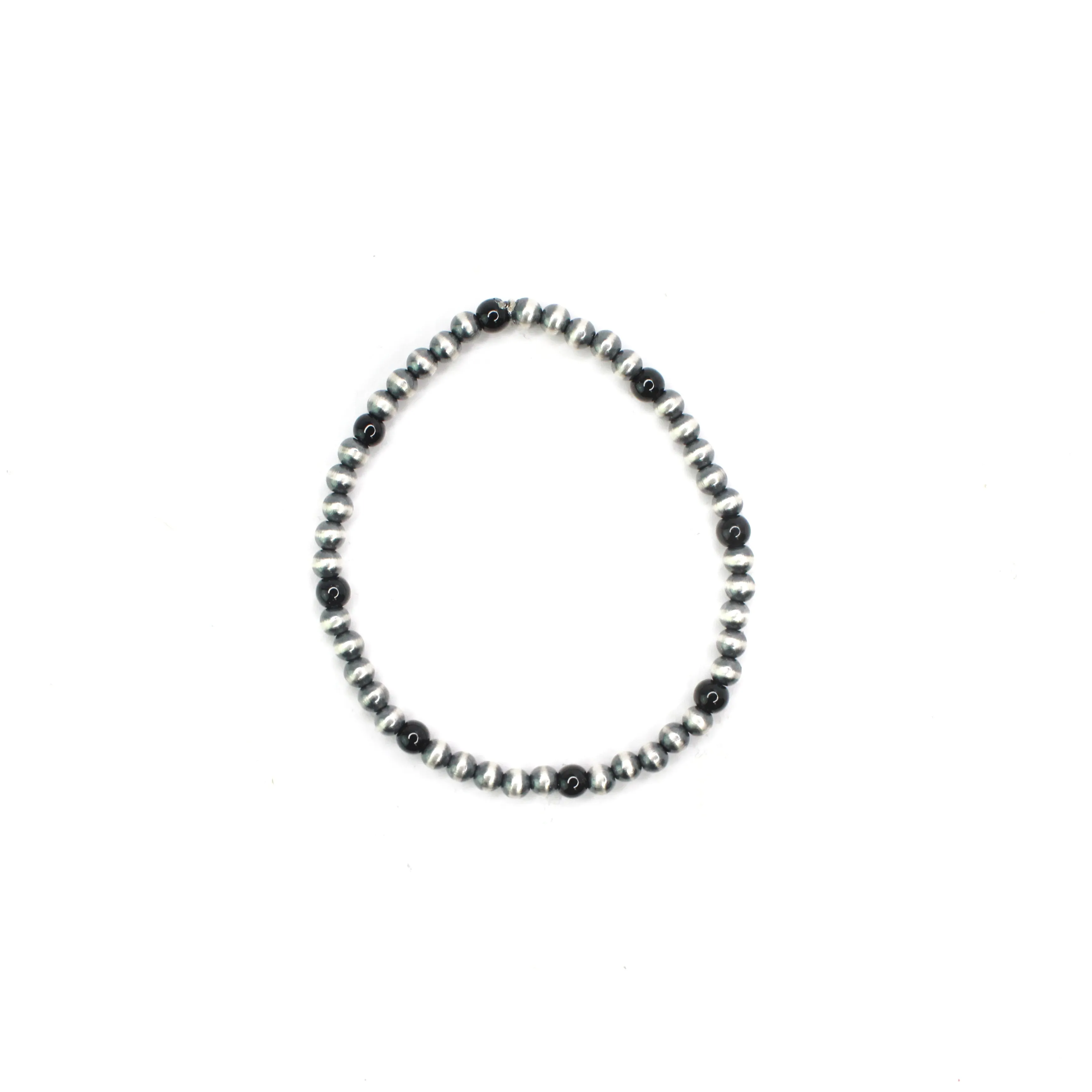 4mm Navajo Pearl Stretch Bracelet - Onyx
