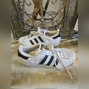 Adidas Superstar White and Black Sneakers size 7.5 boys