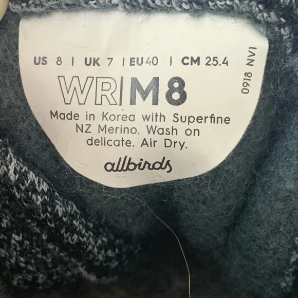 Allbirds Sneakers Size M8 Superfine NZ Merino Wool Runners