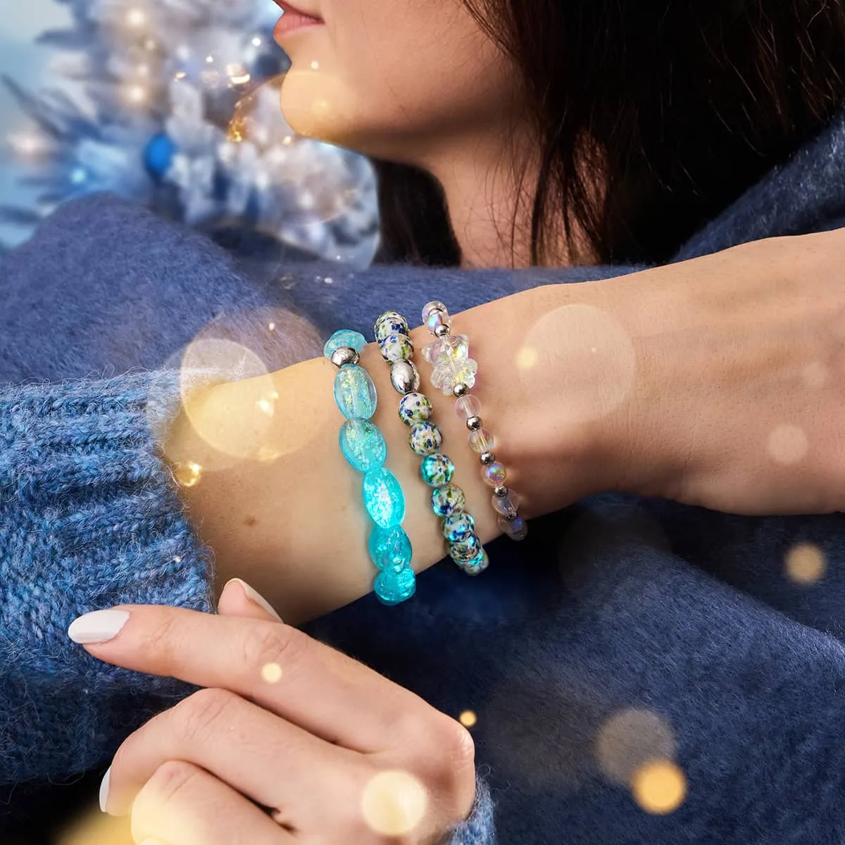 Arctic Confetti | .925 Sterling Silver | Firefly Glass Bracelet