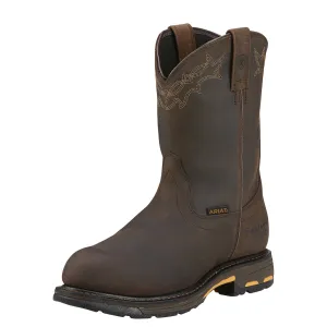 ARIAT Men's WorkHog Pull-on H2O Composite Toe Boot - Oily Distressed Brown