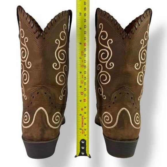 Ariat Shelleen Western Boots Brown Leather Embroidered Big Girl Kid Women 4.5