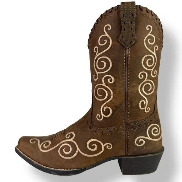 Ariat Shelleen Western Boots Brown Leather Embroidered Big Girl Kid Women 4.5