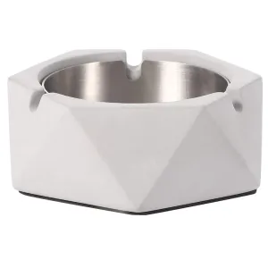 Ashtray, Easy to Clean Cement Ashes Tray Nordic Style Geometric for Home Office(Light Grey)