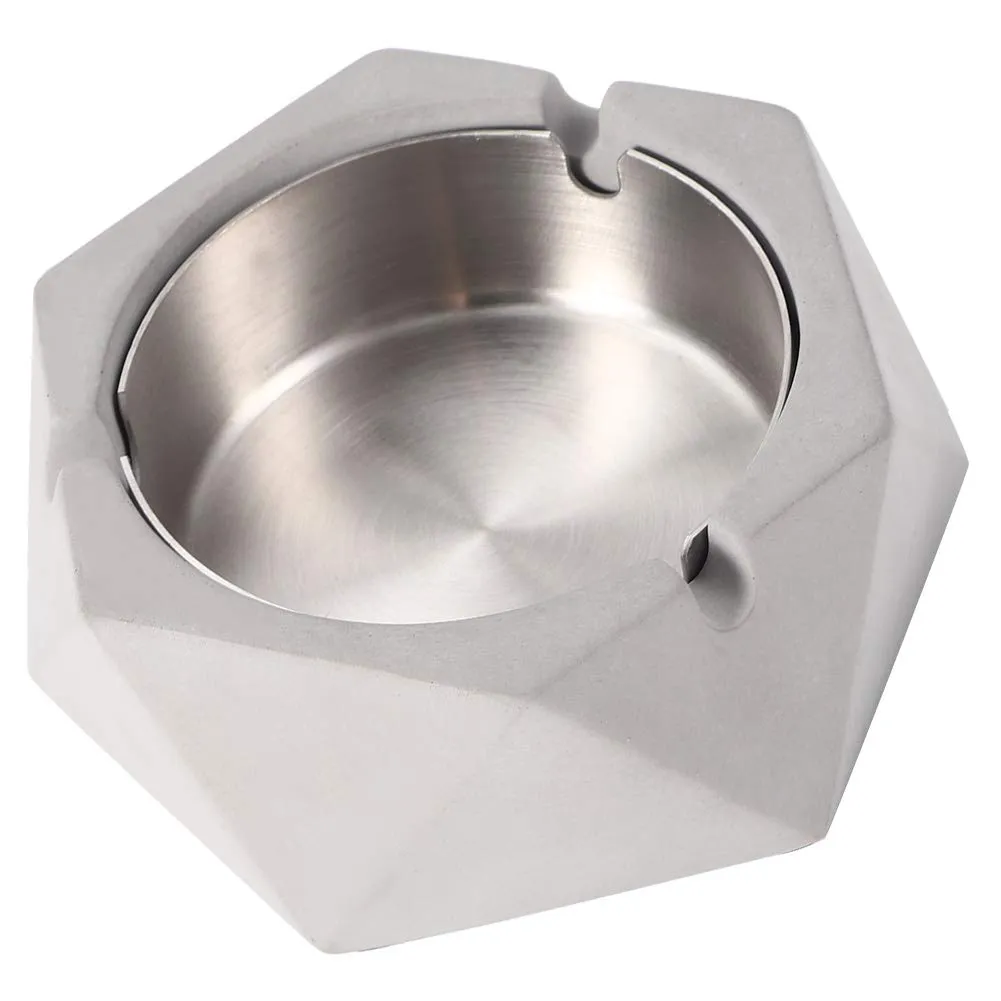 Ashtray, Easy to Clean Cement Ashes Tray Nordic Style Geometric for Home Office(Light Grey)