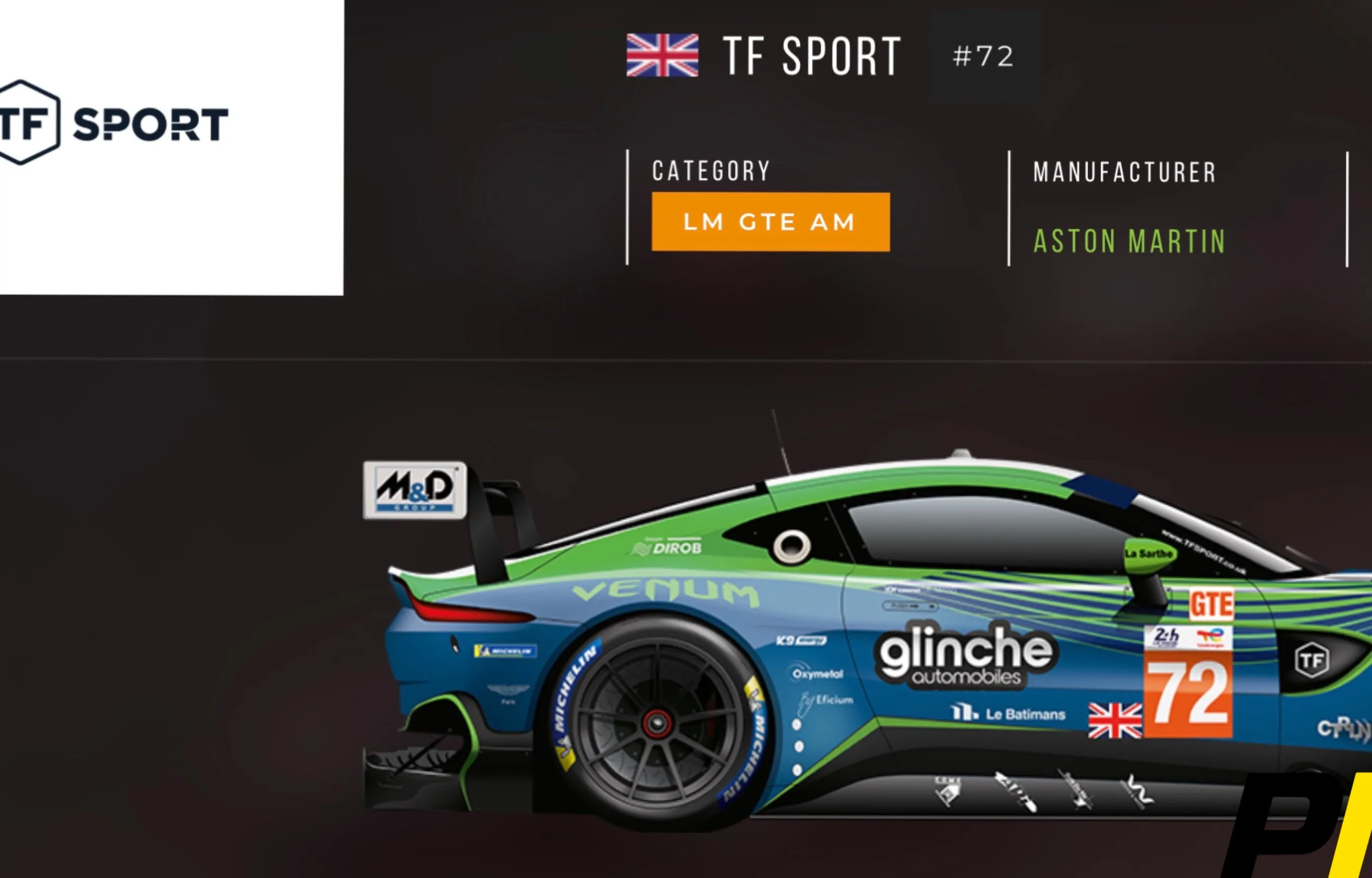 Aston Martin Racing LM GTE AM Aston Martin Vantage AMR TF Sport #72 2023 Le Mans Race Damaged Carbon Fibre Rear Quarter Panel