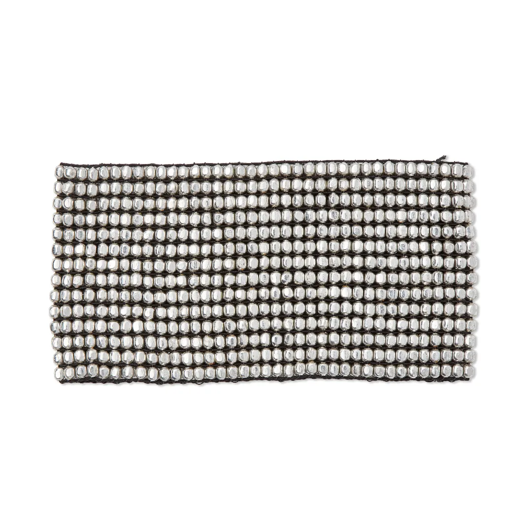 BEADED STRETCH SILVER BRACELET