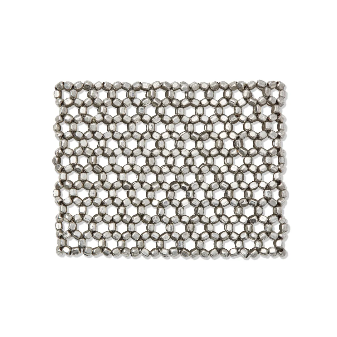BEADED STRETCH SILVER BRACELET