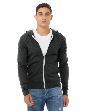 Bella Canvas Unisex Triblend Full-Zip Lightweight Hoodie | Char Blk Triblnd