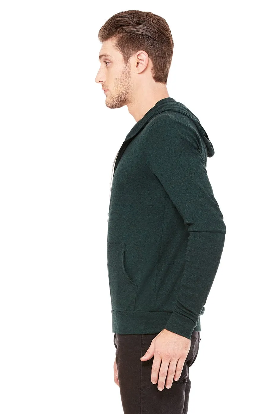 Bella Canvas Unisex Triblend Full-Zip Lightweight Hoodie | Emeral Triblend