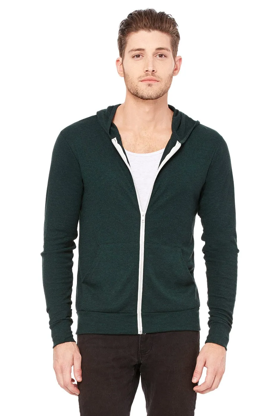 Bella Canvas Unisex Triblend Full-Zip Lightweight Hoodie | Emeral Triblend