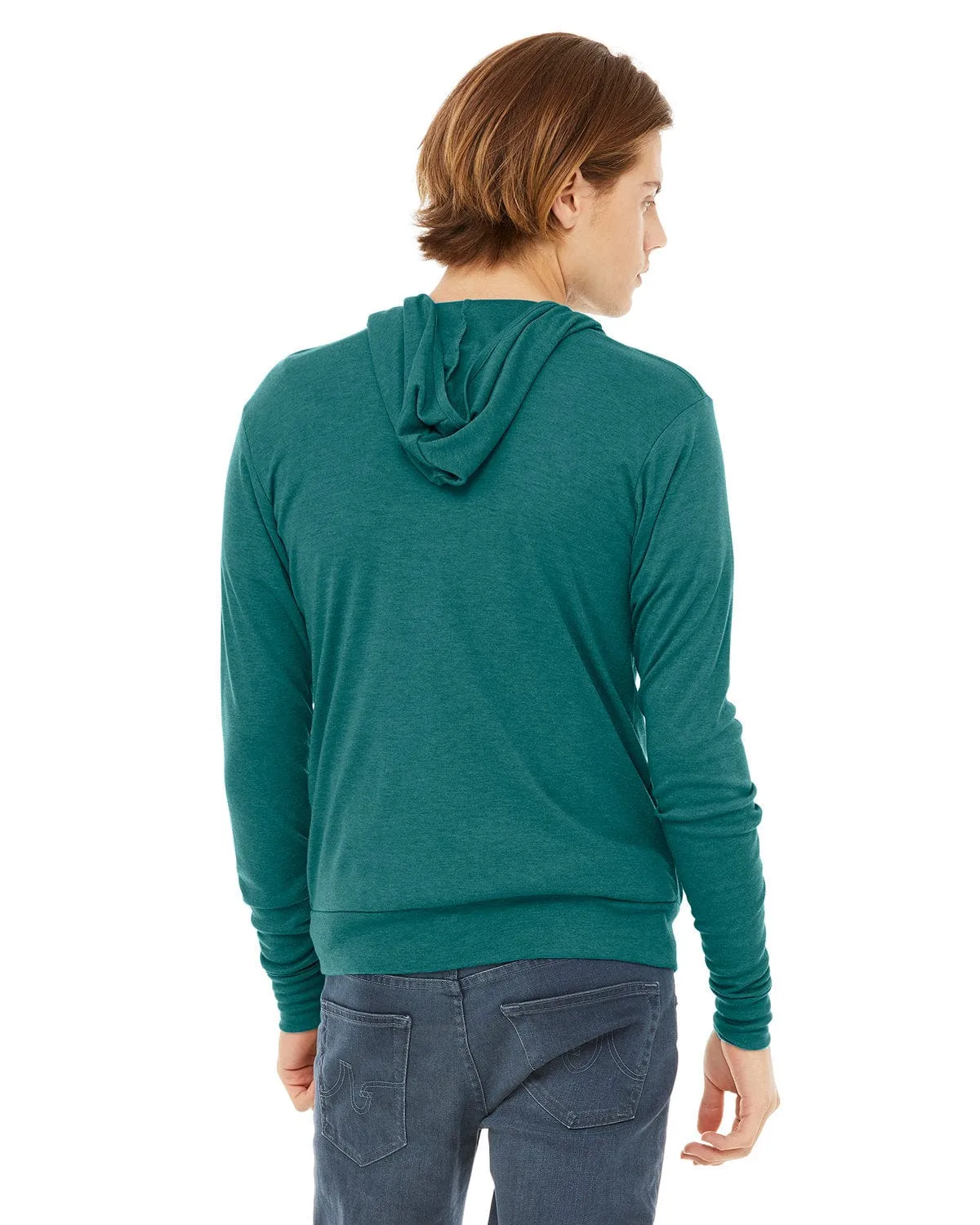 Bella Canvas Unisex Triblend Full-Zip Lightweight Hoodie | Teal Triblend