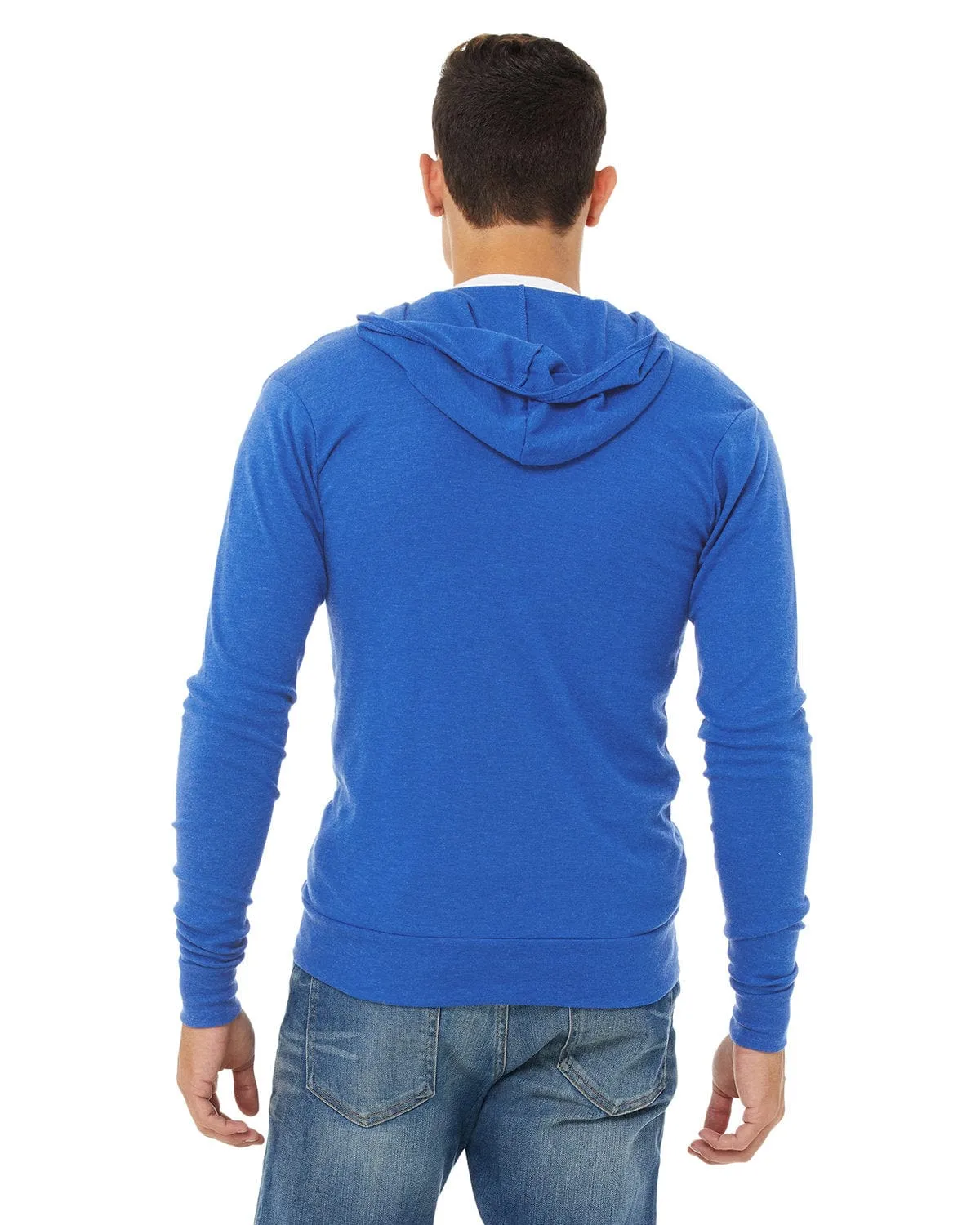 Bella Canvas Unisex Triblend Full-Zip Lightweight Hoodie | True Royal Trib