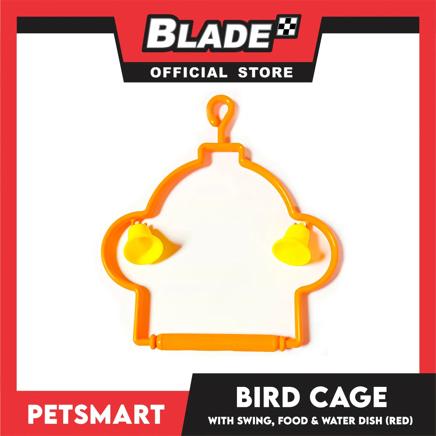 Bird Cage with Swing, Food and Water Dish (1000) Red Color, 30cm x 23cm x 40cm