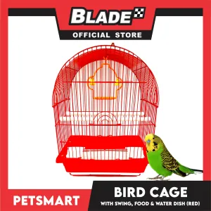 Bird Cage with Swing, Food and Water Dish (1000) Red Color, 30cm x 23cm x 40cm