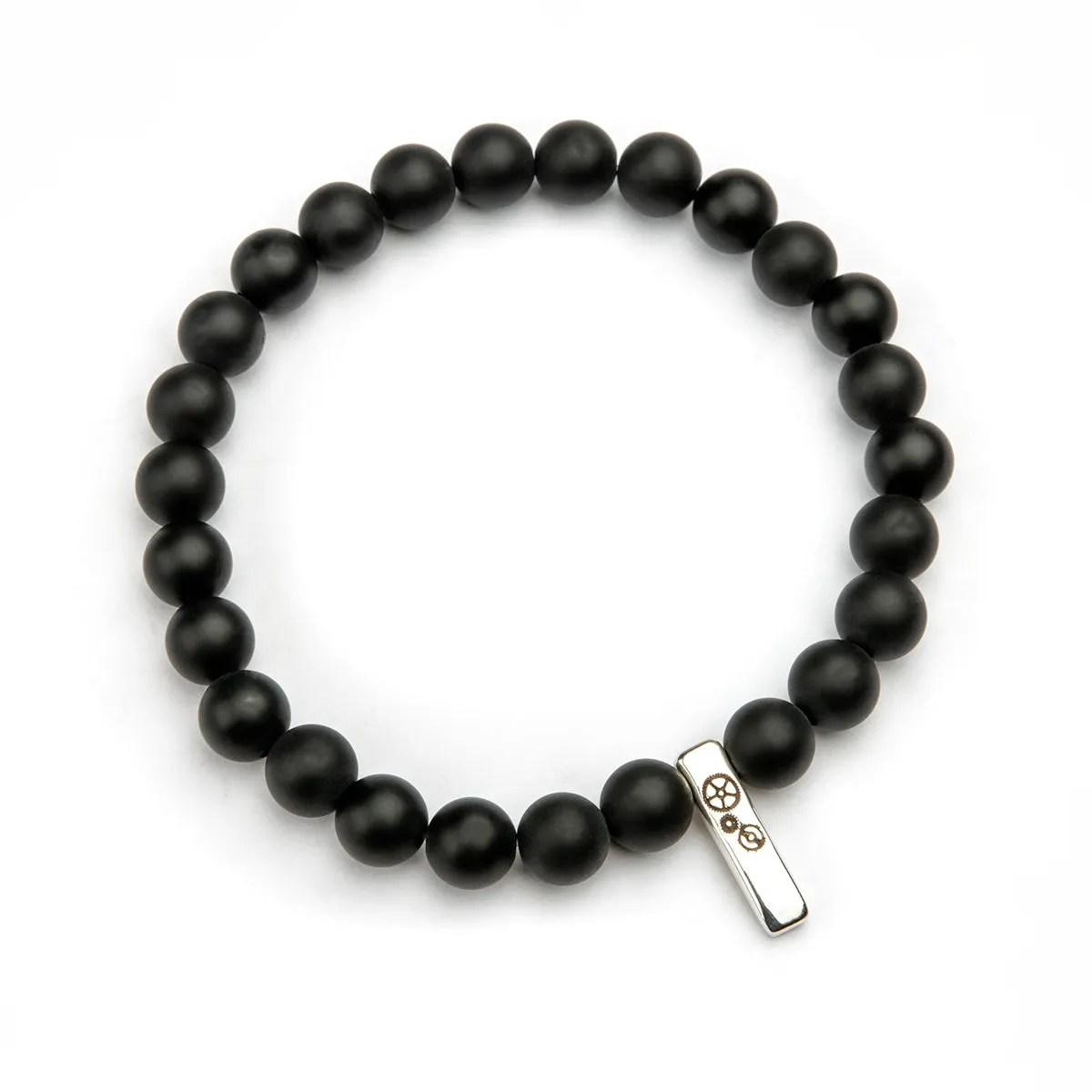 Black Agate (Matte) Baby Bar Stretch Bracelet