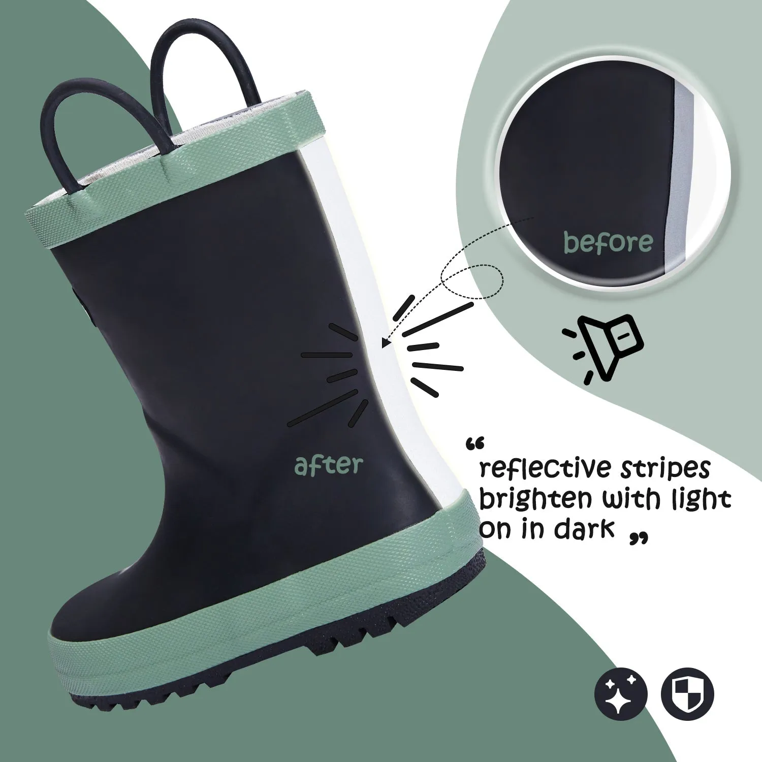 Black Matte Waterproof Rubber Rain Boots