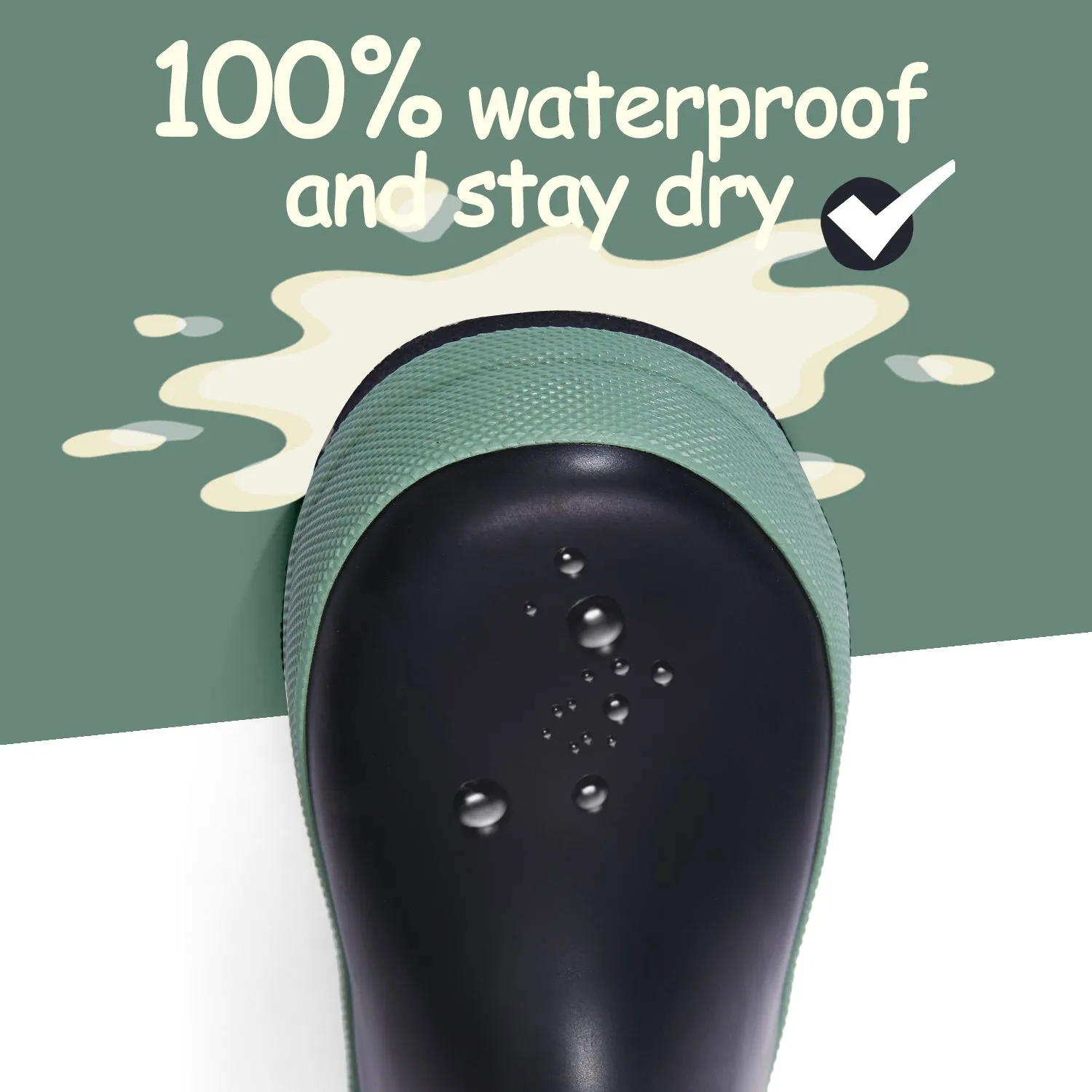 Black Matte Waterproof Rubber Rain Boots