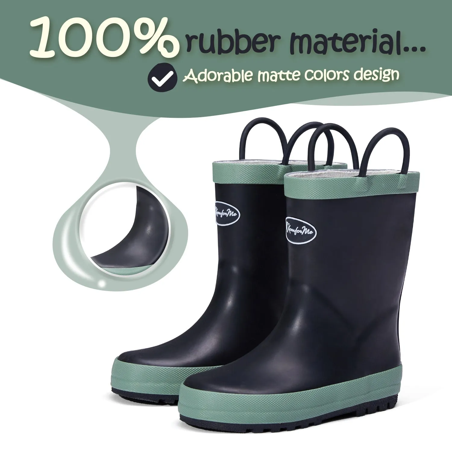 Black Matte Waterproof Rubber Rain Boots