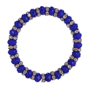 Blue Rhinestone Stretch Bead Bracelet