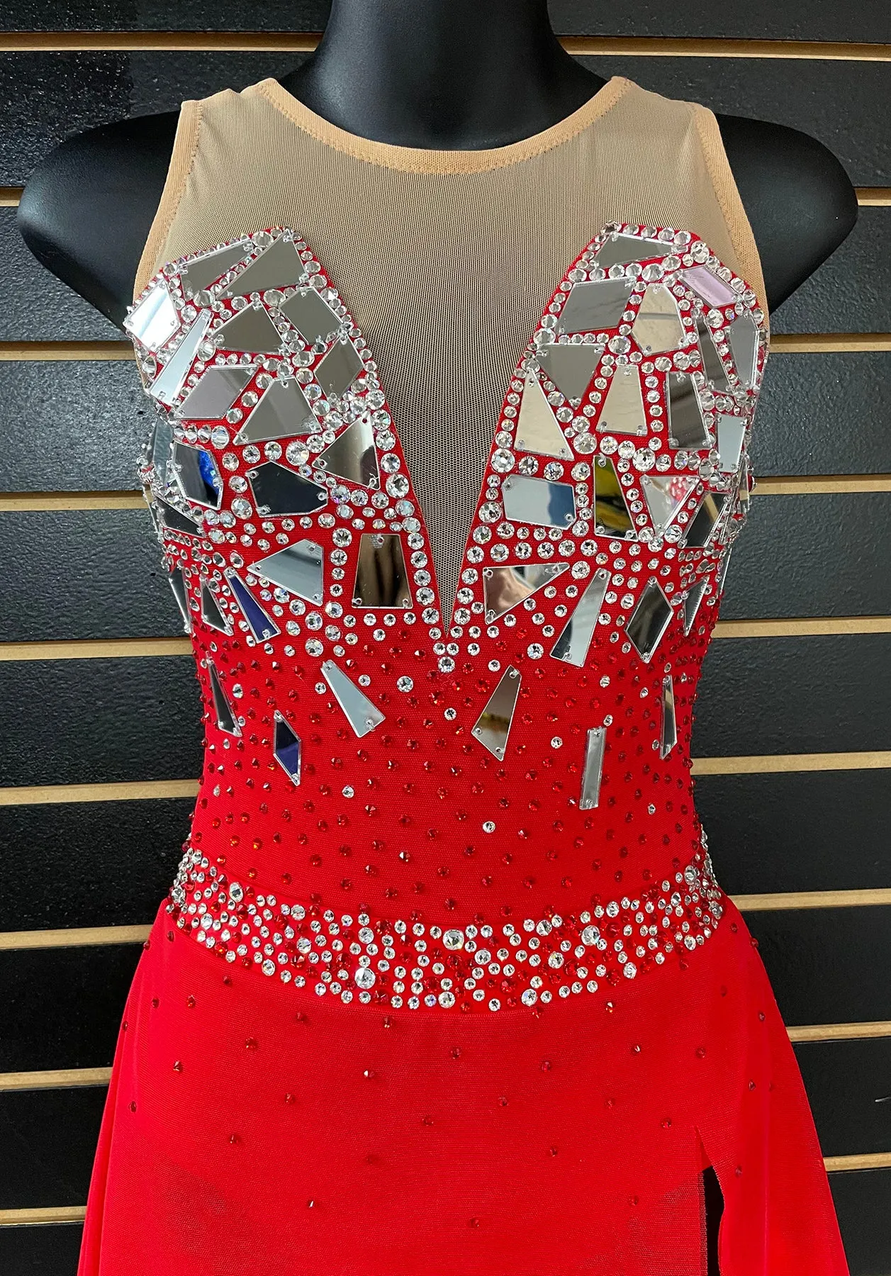 Brad Griffies Ready to Ship Belted Dress with Crystals & Mirrors
