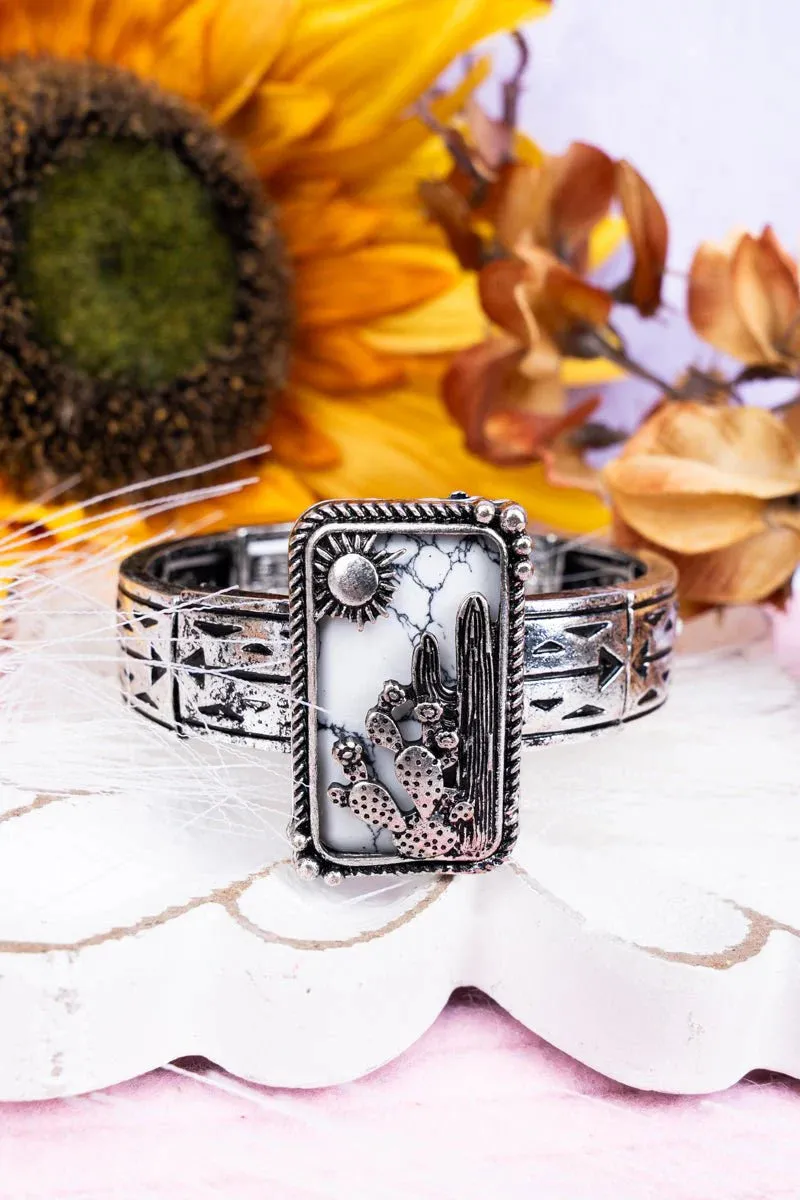 Calypso Fashion 3D Desert Stretch Bracelet - White Buffalo