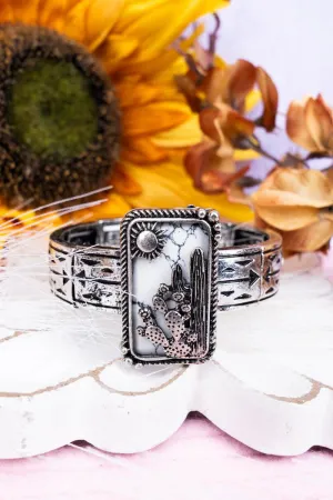 Calypso Fashion 3D Desert Stretch Bracelet - White Buffalo