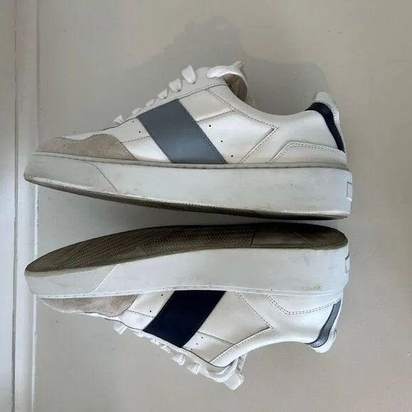 CAVAL Mens White &amp; Blue Vegan Leather Trainers Sneakers - size 9(42)