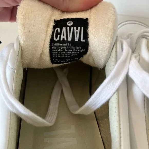 CAVAL Mens White &amp; Blue Vegan Leather Trainers Sneakers - size 9(42)