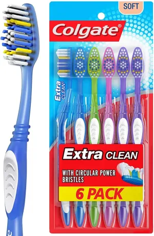 Colgate Extra Clean Toothbrush, Full Head, Soft - 6 Count