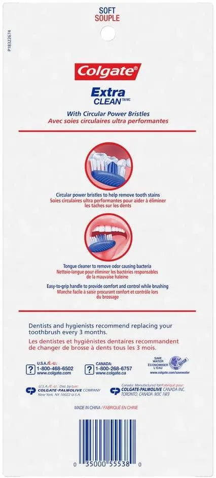 Colgate Extra Clean Toothbrush, Full Head, Soft - 6 Count