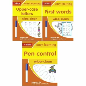 Collins Easy Learning Age 3-5 Wipe Clean Activity 3 Books Collection Set