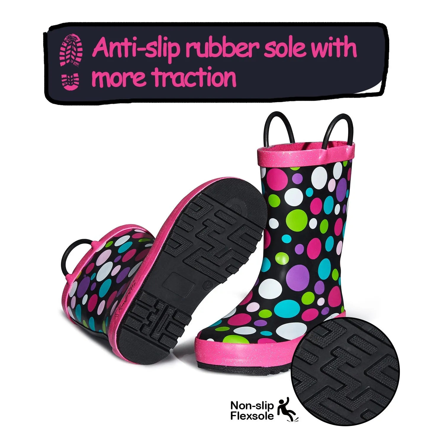 Colorful Circle Non-Slip Kids Rain Boots