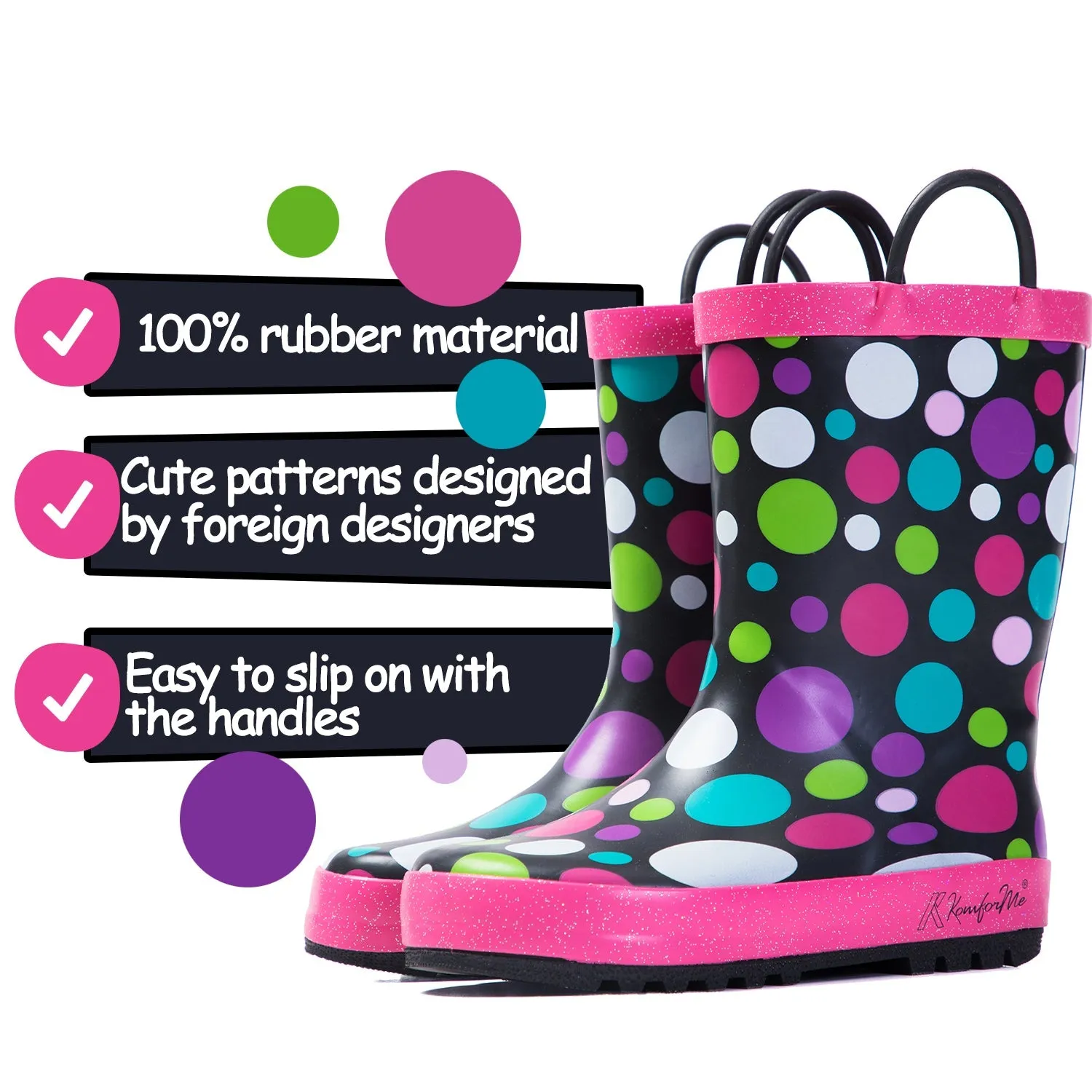 Colorful Circle Non-Slip Kids Rain Boots
