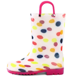 Colorful Round Print White Kids Rain Boots