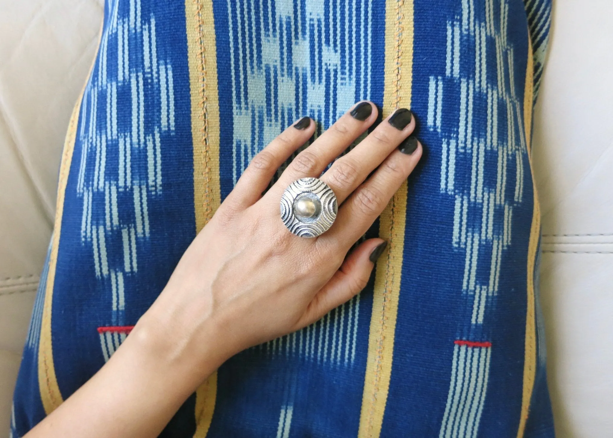 Contemporary neo-tribal ring from Rajasthan