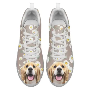 Custom Dog Daisy Sneakers, Personalized Floral Shoes, Custom Pet Photo Printed Shoes, Customized Shoes For Dog Lovers