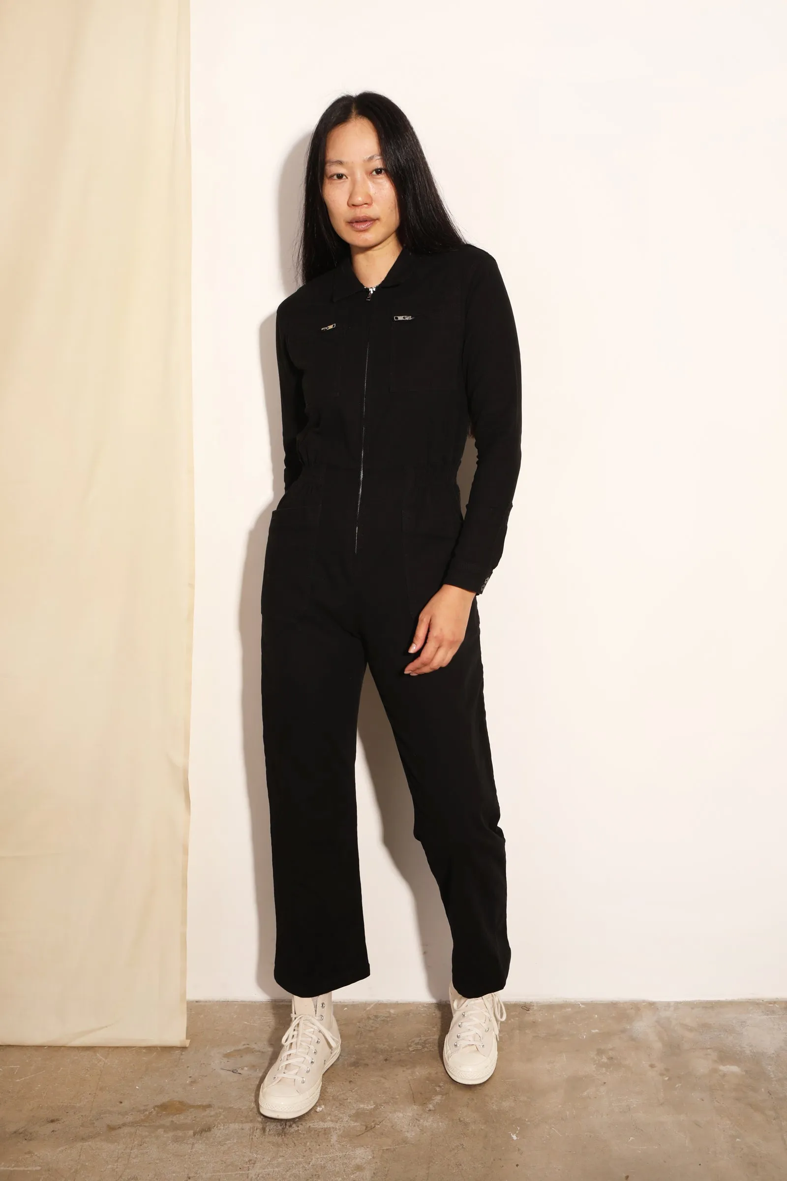 Danny Stretch Canvas Boilersuit Black