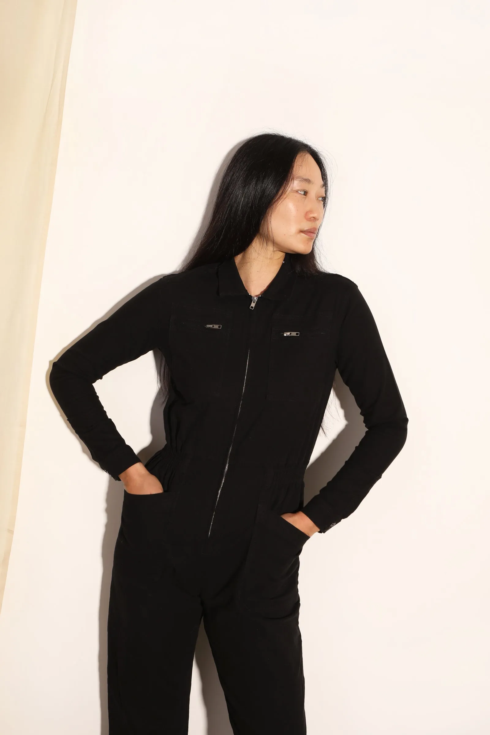 Danny Stretch Canvas Boilersuit Black