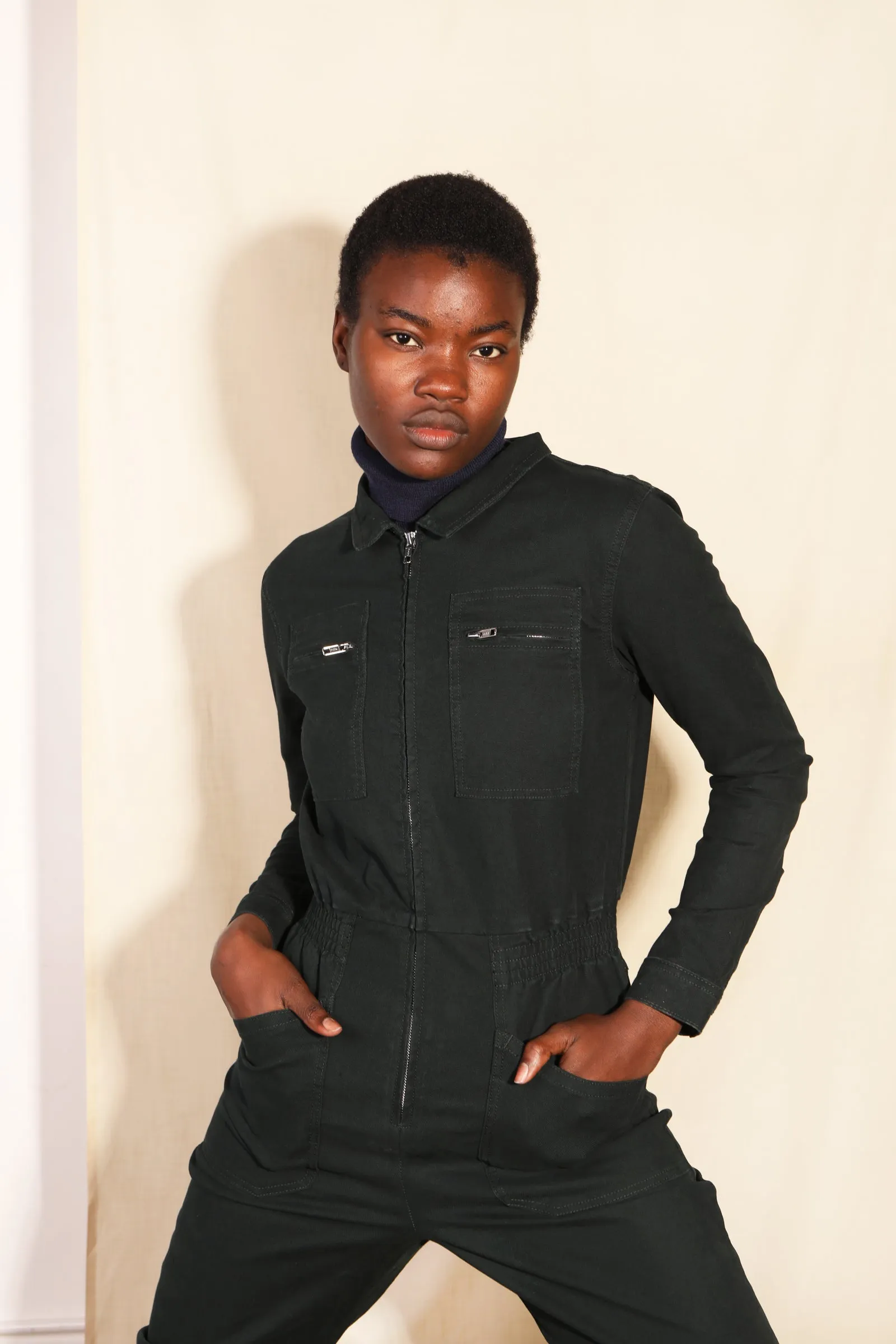 Danny Stretch Canvas Boilersuit Forest Green