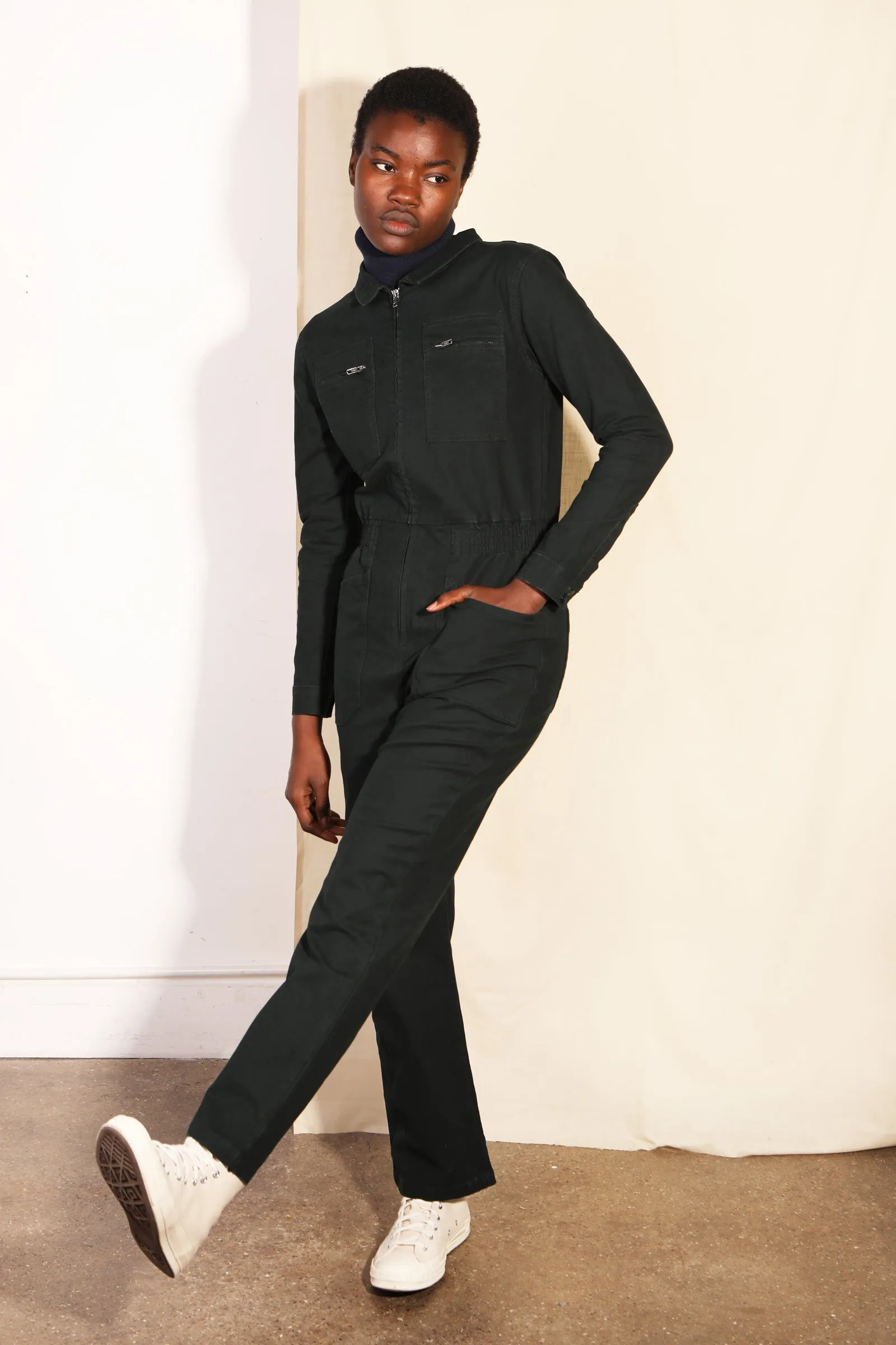 Danny Stretch Canvas Boilersuit Forest Green